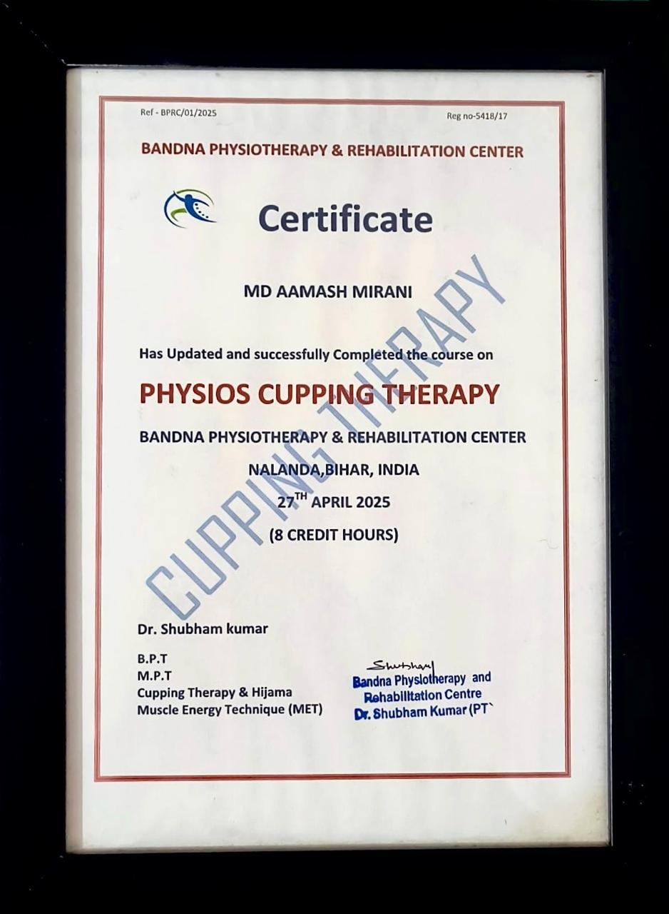 Physio cupping therapy certificate